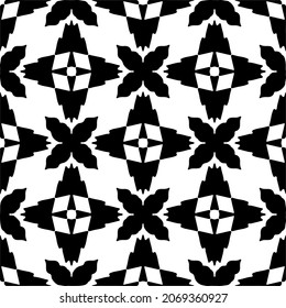 Flower geometric pattern. Seamless vector background. White and black ornament. Ornament for fabric, wallpaper, packaging. Decorative print.