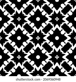 Flower geometric pattern. Seamless vector background. White and black ornament. Ornament for fabric, wallpaper, packaging. Decorative print.