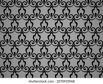 Flower geometric pattern. Seamless vector background. Black and gray ornament