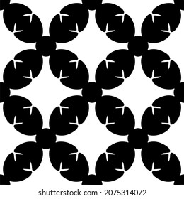 Flower geometric pattern. Seamless vector background. White and black ornament. Ornament for fabric, wallpaper, packaging. Decorative print.