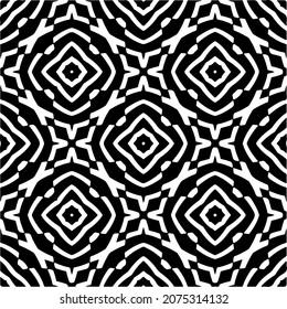 Flower geometric pattern. Seamless vector background. White and black ornament. Ornament for fabric, wallpaper, packaging. Decorative print.