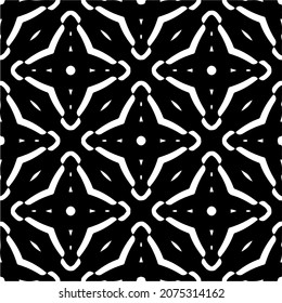 Flower geometric pattern. Seamless vector background. White and black ornament. Ornament for fabric, wallpaper, packaging. Decorative print.