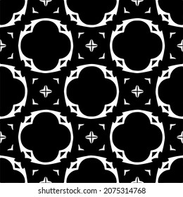 Flower geometric pattern. Seamless vector background. White and black ornament. Ornament for fabric, wallpaper, packaging. Decorative print.