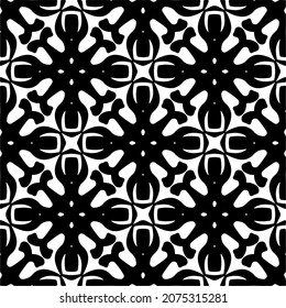 Flower geometric pattern. Seamless vector background. White and black ornament. Ornament for fabric, wallpaper, packaging. Decorative print.