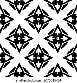 Flower geometric pattern. Seamless vector background. White and black ornament. Ornament for fabric, wallpaper, packaging. Decorative print.