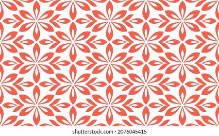 Flower geometric pattern. Seamless vector background. White and pink ornament. Ornament for fabric, wallpaper, packaging. Decorative print