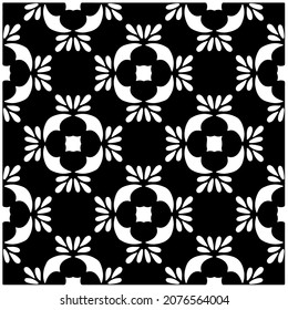 Flower geometric pattern. Seamless vector background. White and black ornament. Ornament for fabric, wallpaper, packaging. 

Decorative print.

