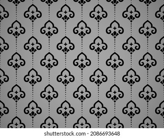 Flower geometric pattern. Seamless vector background. Black and gray ornament