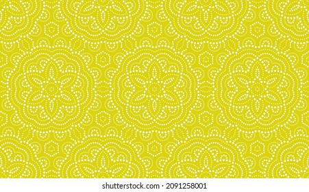 Flower geometric pattern. Seamless vector background. White and yellow ornament