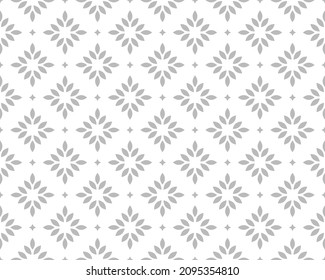 Flower geometric pattern. Seamless vector background. White and gray ornament.