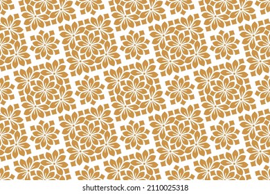 Flower geometric pattern. Seamless vector background. White and gold ornament