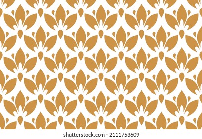 Flower geometric pattern. Seamless vector background. White and gold ornament