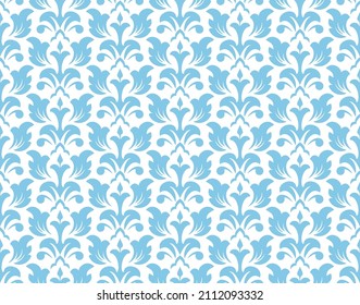 Flower geometric pattern. Seamless vector background. White and blue ornament