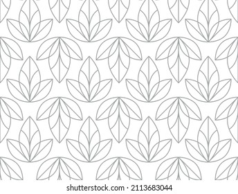 Flower geometric pattern. Seamless vector background. White and gray ornament.