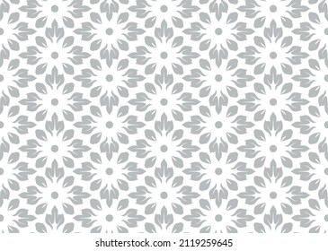 Flower geometric pattern. Seamless vector background. White and gray ornament. Ornament for fabric, wallpaper, packaging. Decorative print.