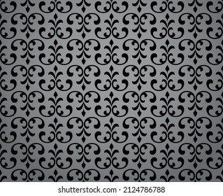 Flower geometric pattern. Seamless vector background. Black and gray ornament