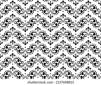 Flower geometric pattern. Seamless vector background. White and black ornament