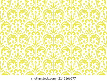 Flower geometric pattern. Seamless vector background. White and yellow ornament