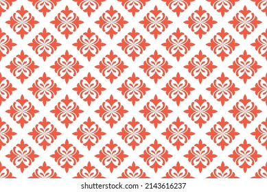 Flower geometric pattern. Seamless vector background. White and pink ornament. Ornament for fabric, wallpaper, packaging. Decorative print