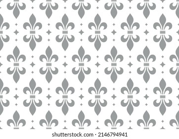 Flower geometric pattern. Seamless vector background. White and gray ornament. Ornament for fabric, wallpaper, packaging. Decorative print.