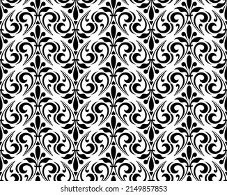Flower geometric pattern. Seamless vector background. White and black ornament. Ornament for fabric, wallpaper, packaging. Decorative print