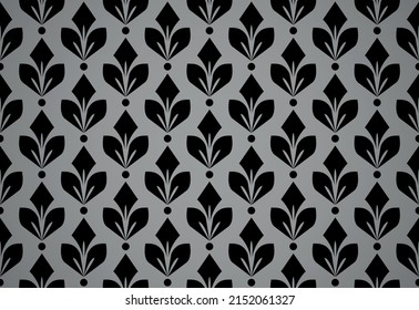 Flower geometric pattern. Seamless vector background. Black and gray ornament