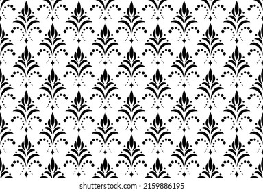 Flower geometric pattern. Seamless vector background. White and black ornament