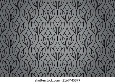 Flower geometric pattern. Seamless vector background. Black and gray ornament