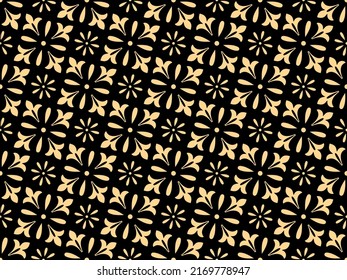 Flower geometric pattern. Seamless vector background. Gold and black ornament. Ornament for fabric, wallpaper, packaging. Decorative print