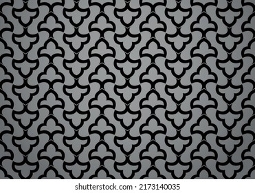 Flower geometric pattern. Seamless vector background. Black and gray ornament