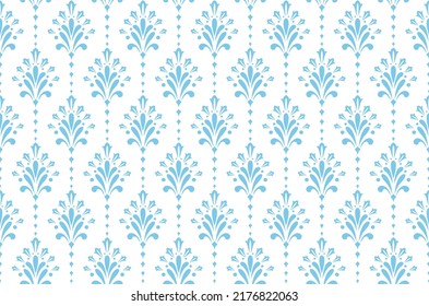 Flower geometric pattern. Seamless vector background. White and blue ornament