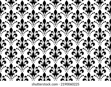 Flower geometric pattern. Seamless vector background. White and black ornament. Ornament for fabric, wallpaper, packaging. Decorative print