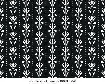 Flower geometric pattern. Seamless vector background. White and black ornament