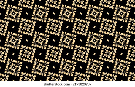 Flower geometric pattern. Seamless vector background. Gold and black ornament