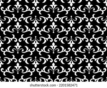 Flower geometric pattern. Seamless vector background. White and black ornament