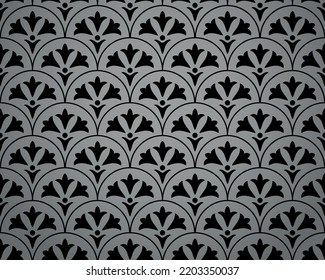 Flower geometric pattern. Seamless vector background. Black and gray ornament. Ornament for fabric, wallpaper, packaging. Decorative print