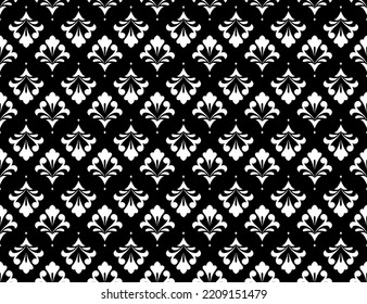 Flower geometric pattern. Seamless vector background. White and black ornament