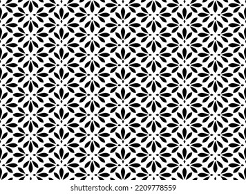 Flower geometric pattern. Seamless vector background. White and black ornament. Ornament for fabric, wallpaper, packaging. Decorative print
