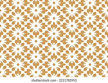 Flower geometric pattern. Seamless vector background. White and gold ornament. Ornament for fabric, wallpaper, packaging. Decorative print