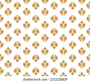 Flower geometric pattern. Seamless vector background. White and gold ornament