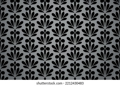 Flower geometric pattern. Seamless vector background. Black and gray ornament. Ornament for fabric, wallpaper, packaging. Decorative print