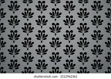 Flower geometric pattern. Seamless vector background. Black and gray ornament