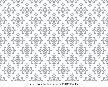 Flower geometric pattern. Seamless vector background. White and gray ornament. Ornament for fabric, wallpaper, packaging. Decorative print.