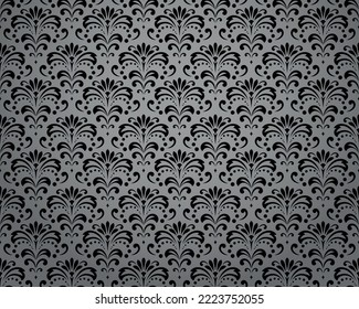 Flower geometric pattern. Seamless vector background. Black and gray ornament. Ornament for fabric, wallpaper, packaging. Decorative print