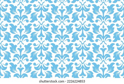 Flower geometric pattern. Seamless vector background. White and blue ornament. Ornament for fabric, wallpaper, packaging. Decorative print