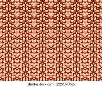 Flower geometric pattern. Seamless vector background. Gold and red ornament