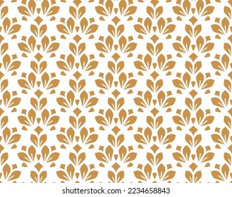 Flower geometric pattern. Seamless vector background. White and gold ornament. Ornament for fabric, wallpaper, packaging. Decorative print