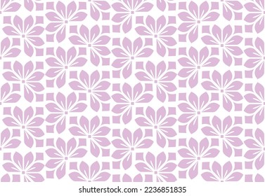 Flower geometric pattern. Seamless vector background. White and pink ornament