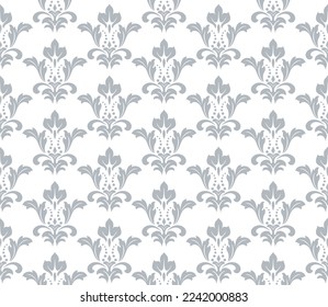 Flower geometric pattern. Seamless vector background. White and gray ornament. Ornament for fabric, wallpaper, packaging. Decorative print.