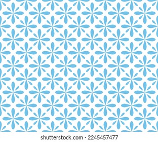 Flower geometric pattern. Seamless vector background. White and blue ornament